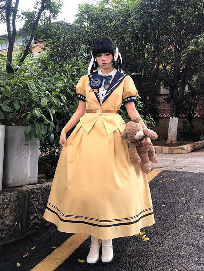 Yellow Sailor Collar Elegant Lolita Dress - LilyVow