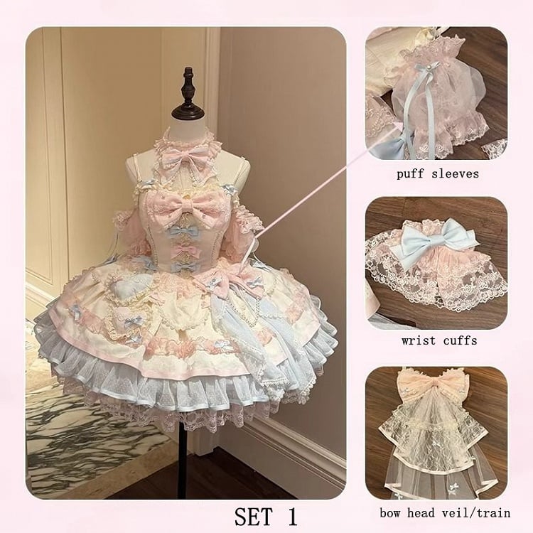 Rainbow Halter Lolita JSK Full Set | Sweetheart Macaron Lolita