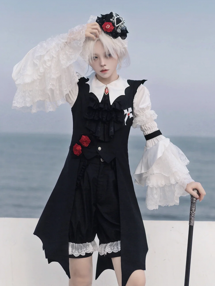 Mini Lolita Rot Schwarz Hut Gothic Rose