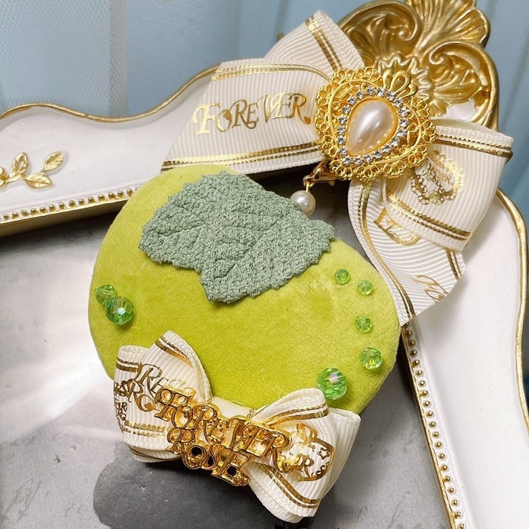 And Decorated Bowknot Apple Brooch Beaded Red/Green Rhinestone Charm