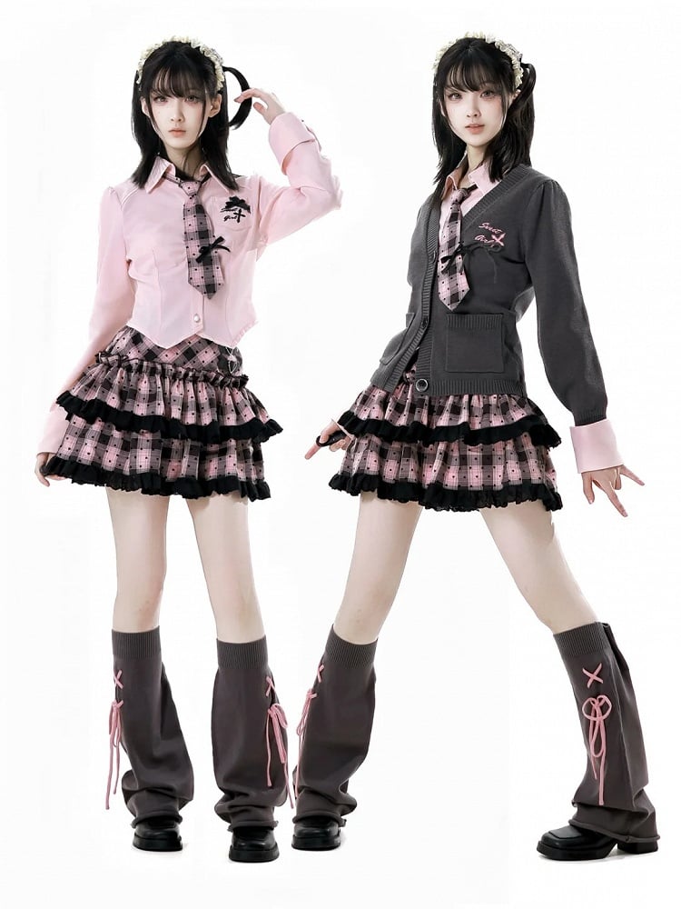 Dark Gray V-Neck Spring Slim-fitting Knitted Cardigan