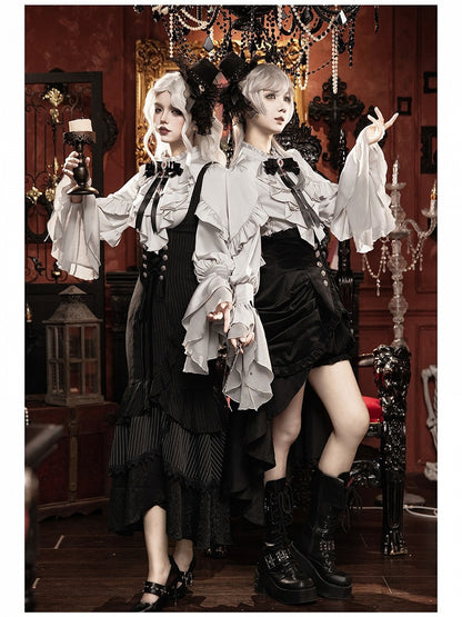 Ouji Style Shirt with Poet Sleeves and Jabot Collar for Elegant Looks - With PUJI