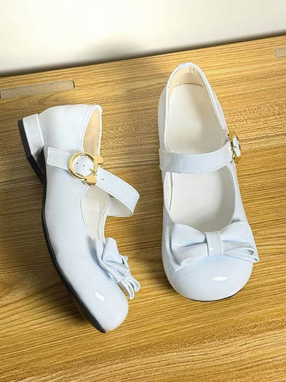 Blue Lolita 2cm Heel Sweet Round-toe Height in PU - Shoes