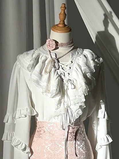 Lolita Black/Pink Accent Rose Lace Choker with