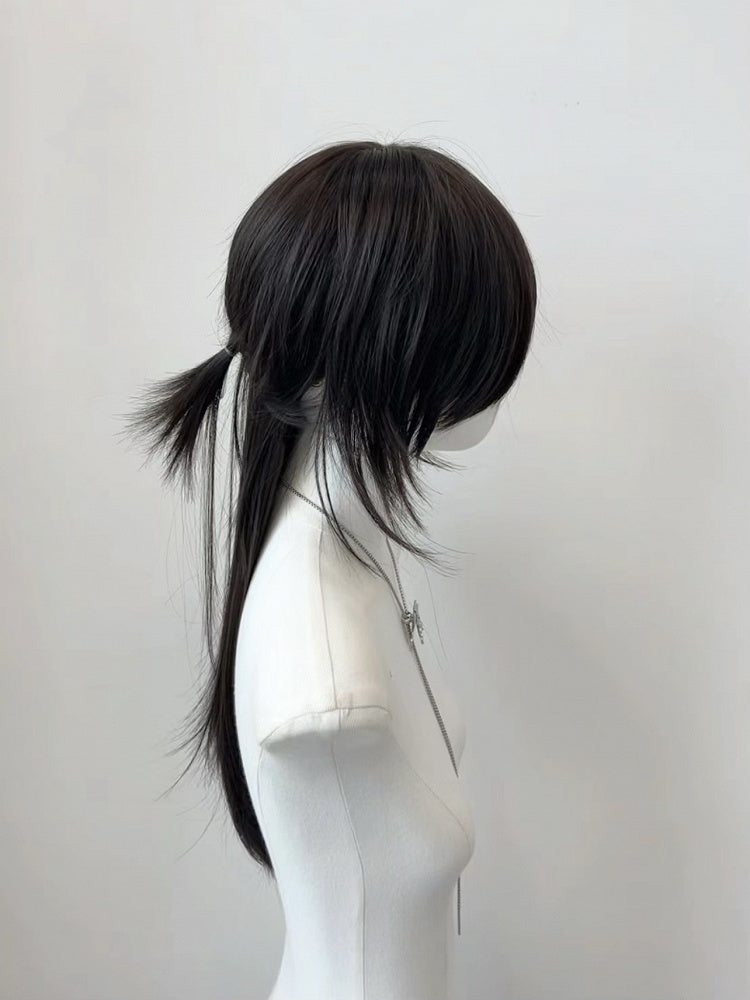 Style with Straight Ouji Bangs Black Wig
