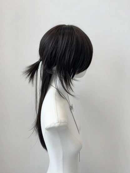 Style with Straight Ouji Bangs Black Wig