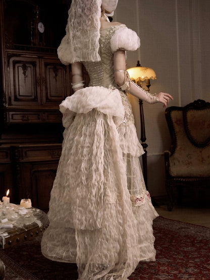 Lace Versatile Vintage Bustle Long Patched Skirt