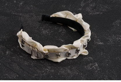 White Gothic Skeleton Studs Buckle Ruffled KC