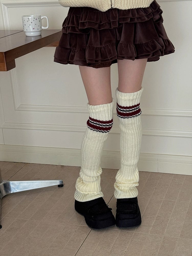 Leg Striped Ribbed Accent Warmers