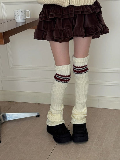 Leg Striped Ribbed Accent Warmers