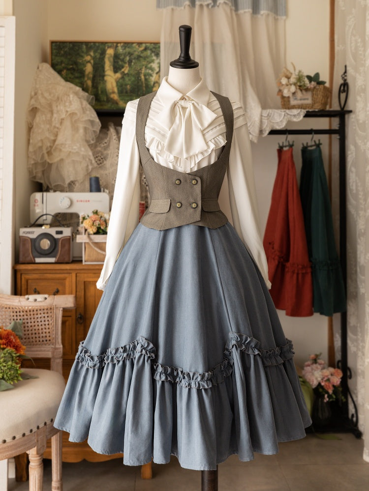Gray Double-Breasted Underbust Waistcoat