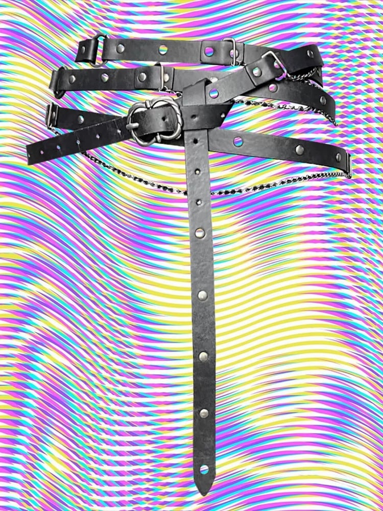 Waist Belt Punk Black/Khaki Charm Chain