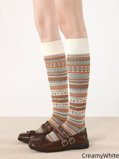 Pattern Socks Colors Maillard 4 Retro Calf Style