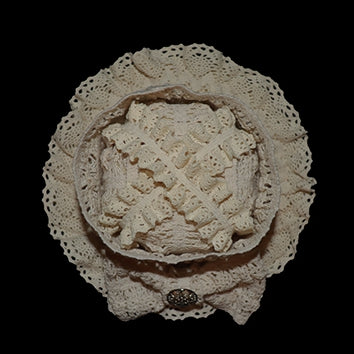 ミニハットデザイン 蝶結び ビーズ装飾 ベージュ