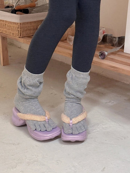 Calf-Length Socks Slouchy Toe-Separated