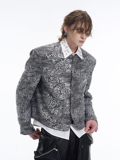 Accents Men's Silver Shoulder with Sequin Pads Jacket