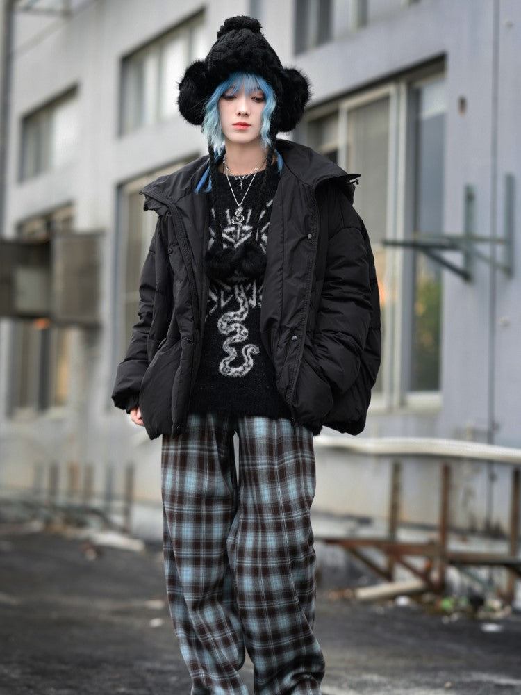 with Mythical Faux Sweater Gothic Jacquard Cheongsam Mink Black Cat