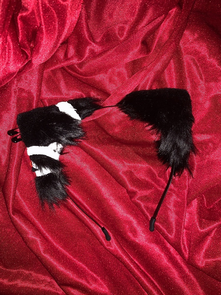 黒闇かわいい猫耳ハートクロスKC