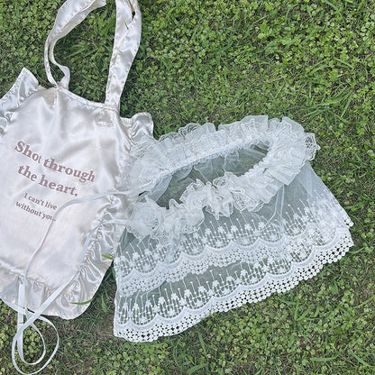 ほろ苦い刺繍入りホワイトY2Kカフトリムパンツフローラルシアーレースアクセサリーフリル