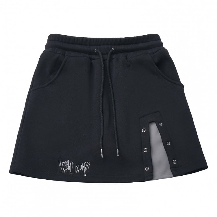 Covered Fleece - Lined Waist with Skirt Drawstring Elastic Black