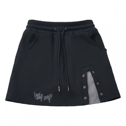 Covered Fleece - Lined Waist with Skirt Drawstring Elastic Black