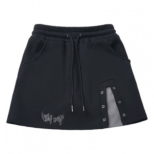 Covered Fleece - Lined Waist with Skirt Drawstring Elastic Black