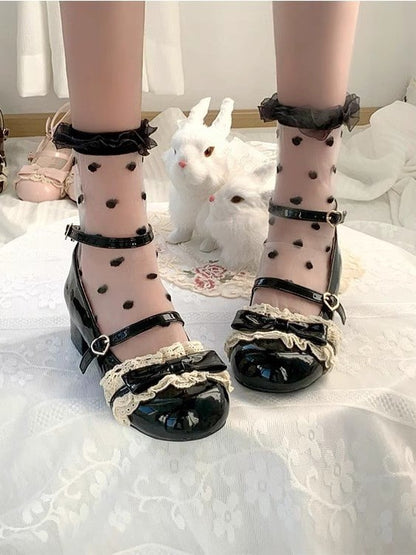 Edging with Low Heel Lace Janes Sweet - Style Mary Black