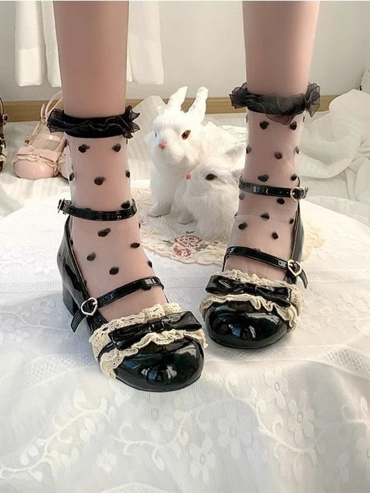 Edging with Low Heel Lace Janes Sweet - Style Mary Black