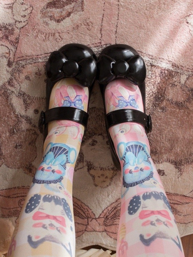 Mary Black - Bow Heel Buckle Heart Low Janes Sweet Lolita Toe at Top Round PU