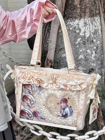 Rüschen mit Borten Satin Taschenhalter Gelbe Schleifenriemen Karte Ita Selbstbinden