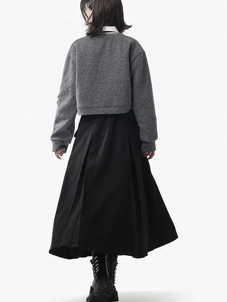 with Accents Sweatshirt Zip Gray V-Neckline Dual