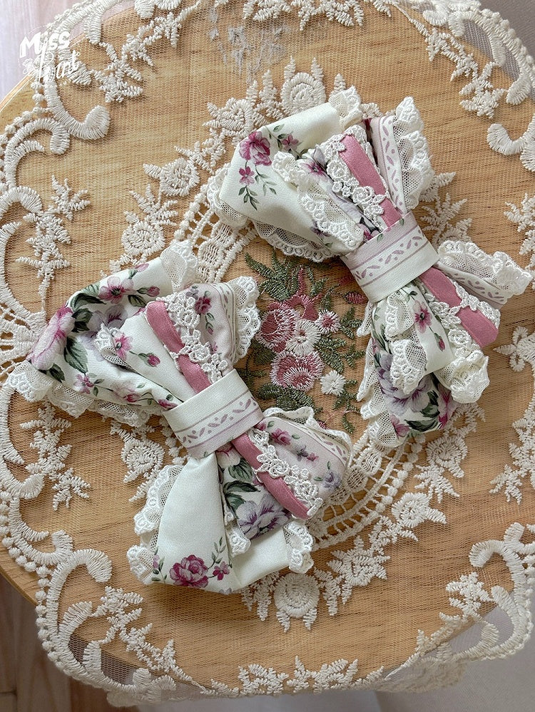 Teal Beige Bowknot Hairclips - Miss Cube Dressworks