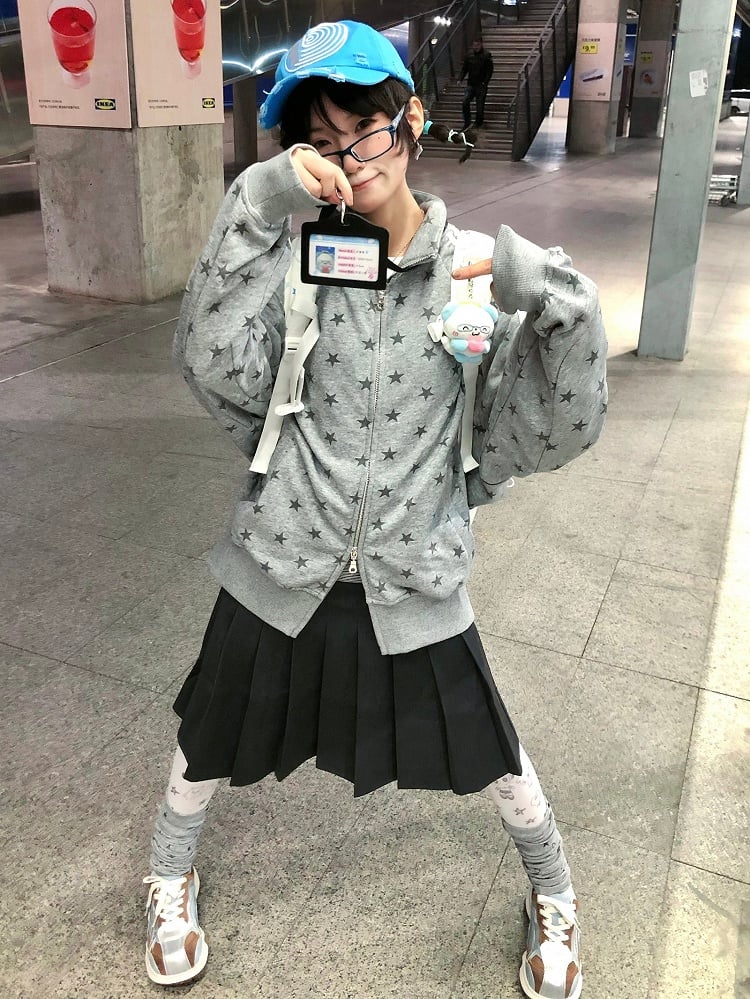 Grey - Jacket Print Star Y2K