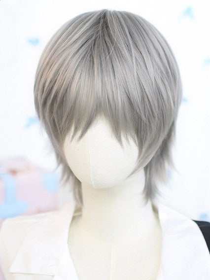 Kurze Ouji-Perücke, grau, glatt, 25–30 cm