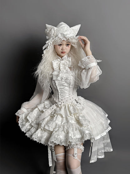 / フード 猫耳 ホワイト ブラック レッド