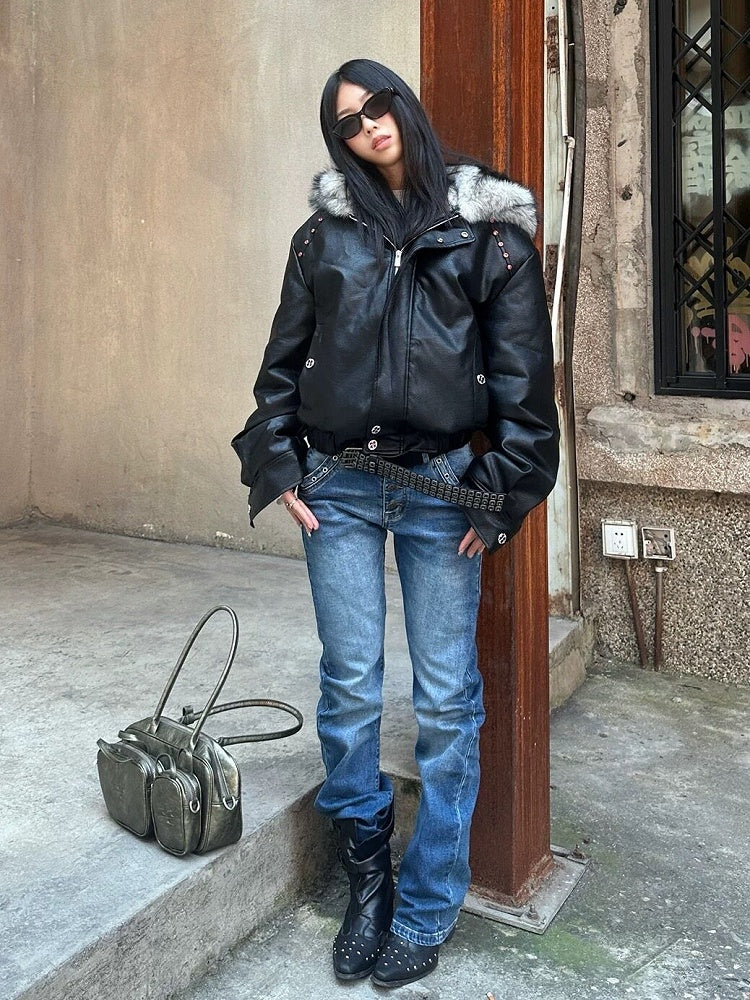 Faded Wash Straight-Leg Jeans in Dark Blue - DETW OnLine