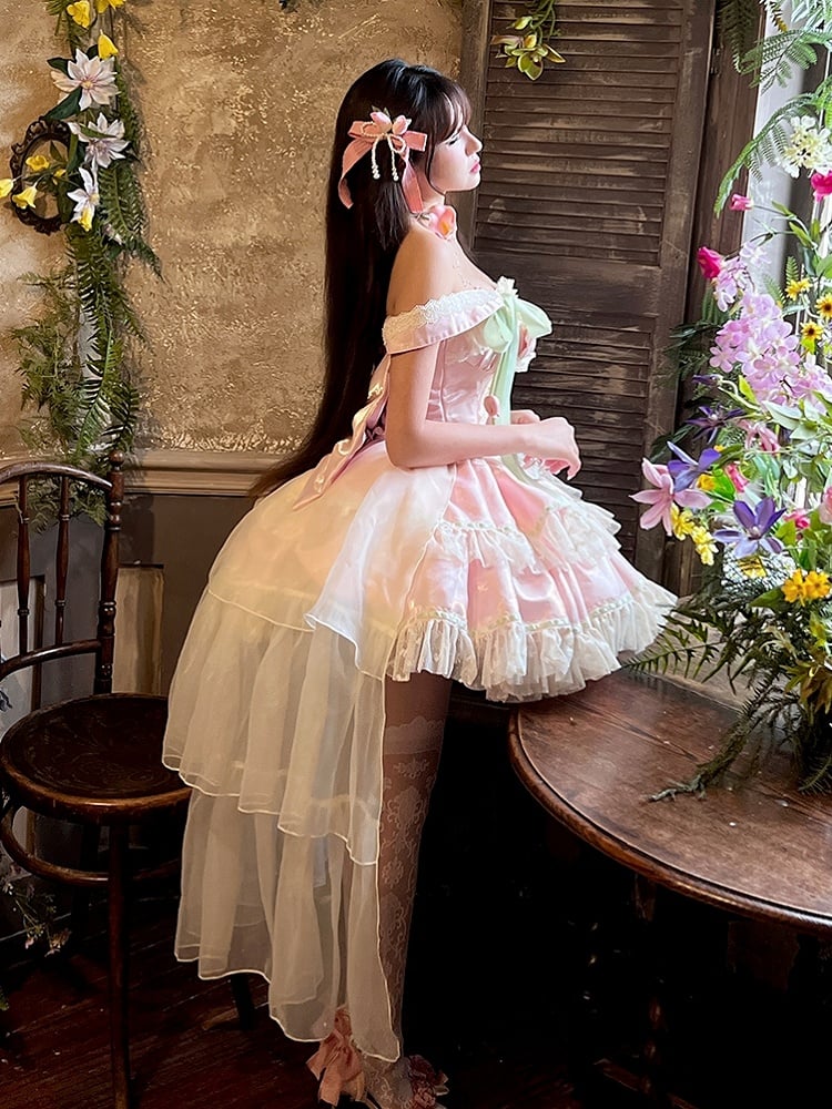 and Theme Fairy Pink Kei Corset Dress Tulip Green