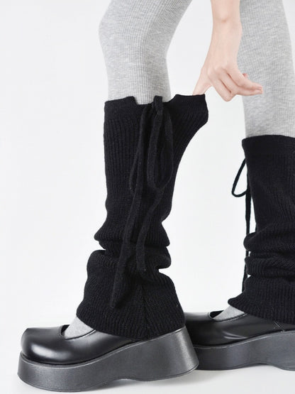 6 Leg Colors Strappy Bowknot Knitted Warmers Flared