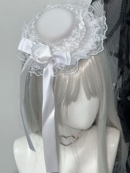 Gothic Lace Trim Rose Mini Hat in Two Colors - Post-2000 Gift Shop