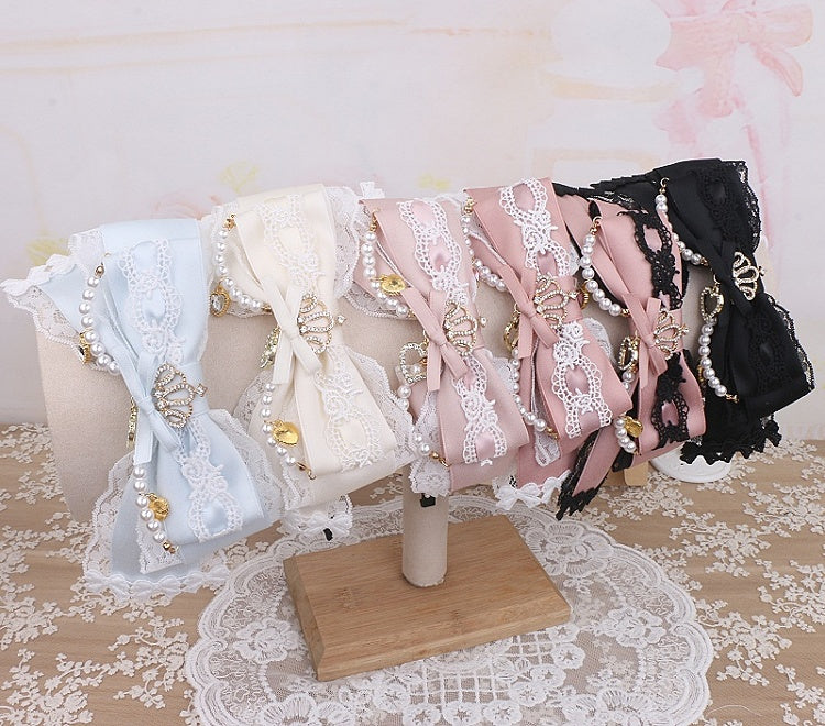 Color KC Lace Jirai 8 Decor with Bowknot Kei Crown Options Rhinestone