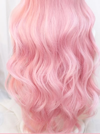 Wigs Wavy With 80-85cm Long Pink Bangs