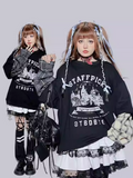 Black Plaid Round Neck Letter Layered-Look Sweatshirt