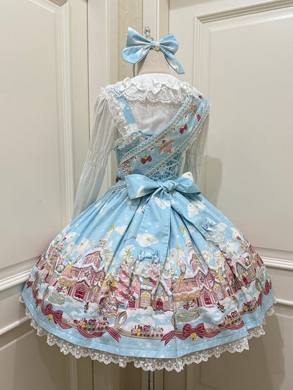 Country Blue Sweet Snow Lolita Print Light and Skirt Jumper Stars