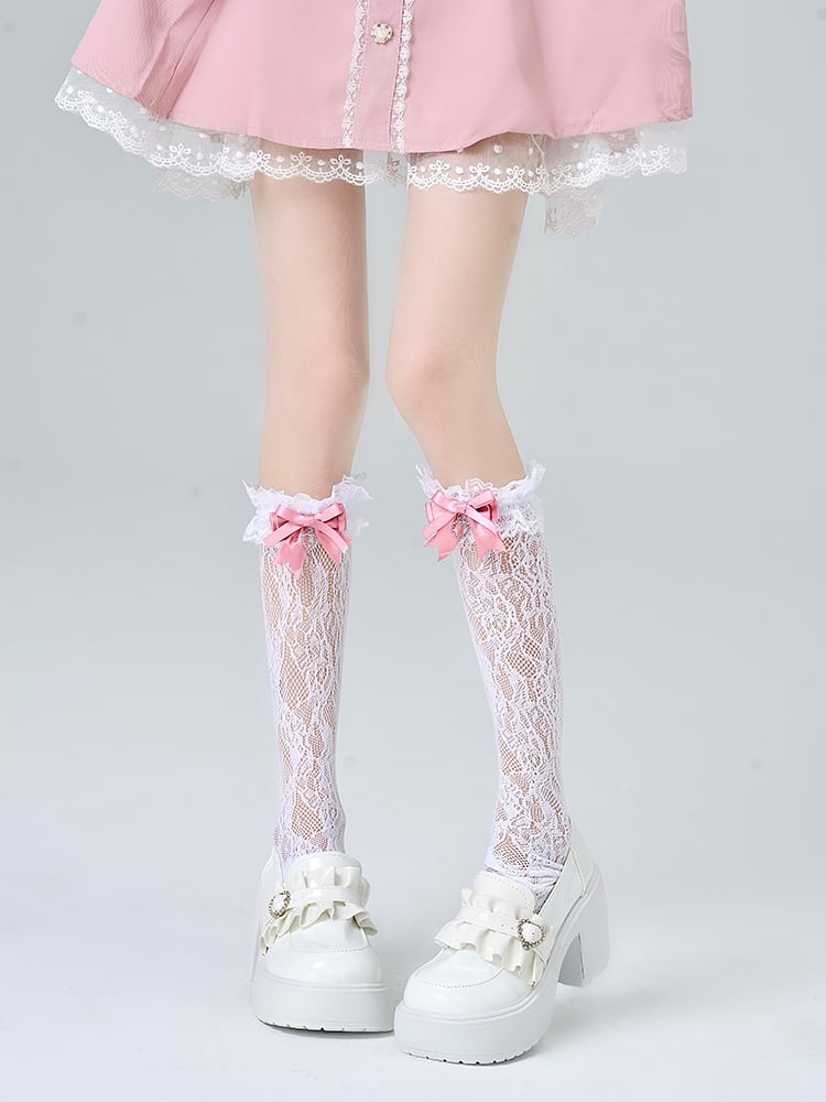 Decoration 3 Socks Lace Calf Kei Bow Jirai Colors