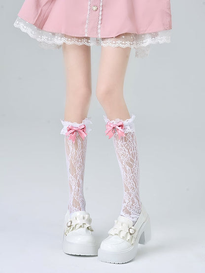 Decoration 3 Socks Lace Calf Kei Bow Jirai Colors