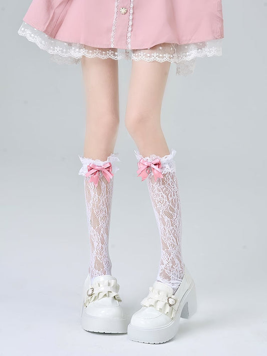 Decoration 3 Socks Lace Calf Kei Bow Jirai Colors