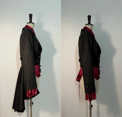 with Silver Train Buttons Black Detachable Accents Cropped Ouji and Jacket Chain Fashion