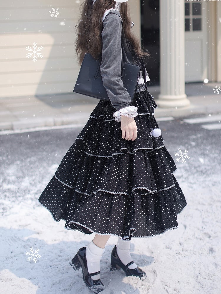 Gray-Tone with White Cardigan Trim Button-Up Lace