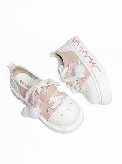 Print Pink Y2K Cute Platforms Fastener Hybrid Velcro Lace Heartbeat with Kitty