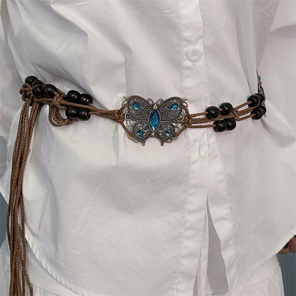 Braune Taillenkette mit Schmetterlingsperlen